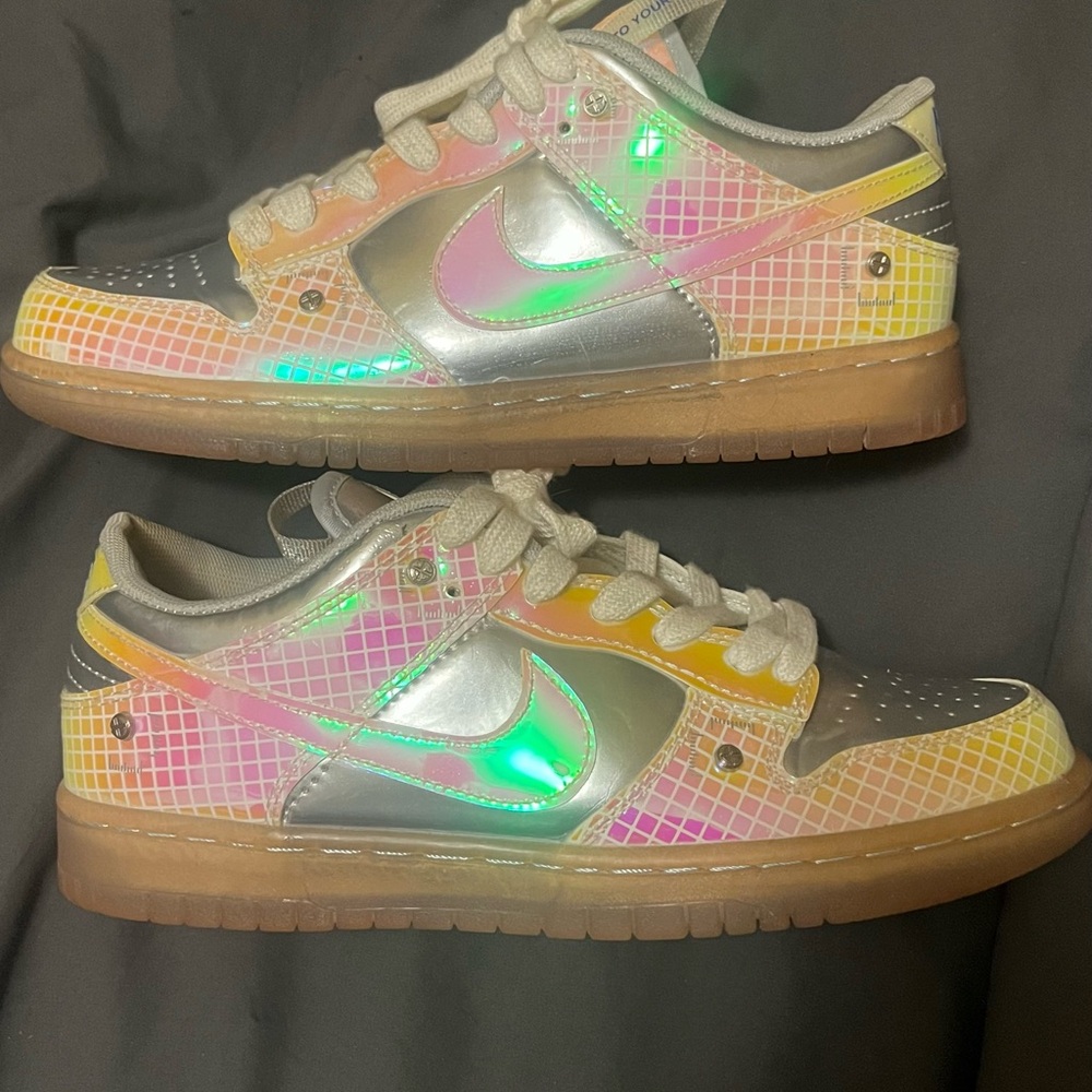 Nike Women's Holographic Sneakers with Silver and Yellow